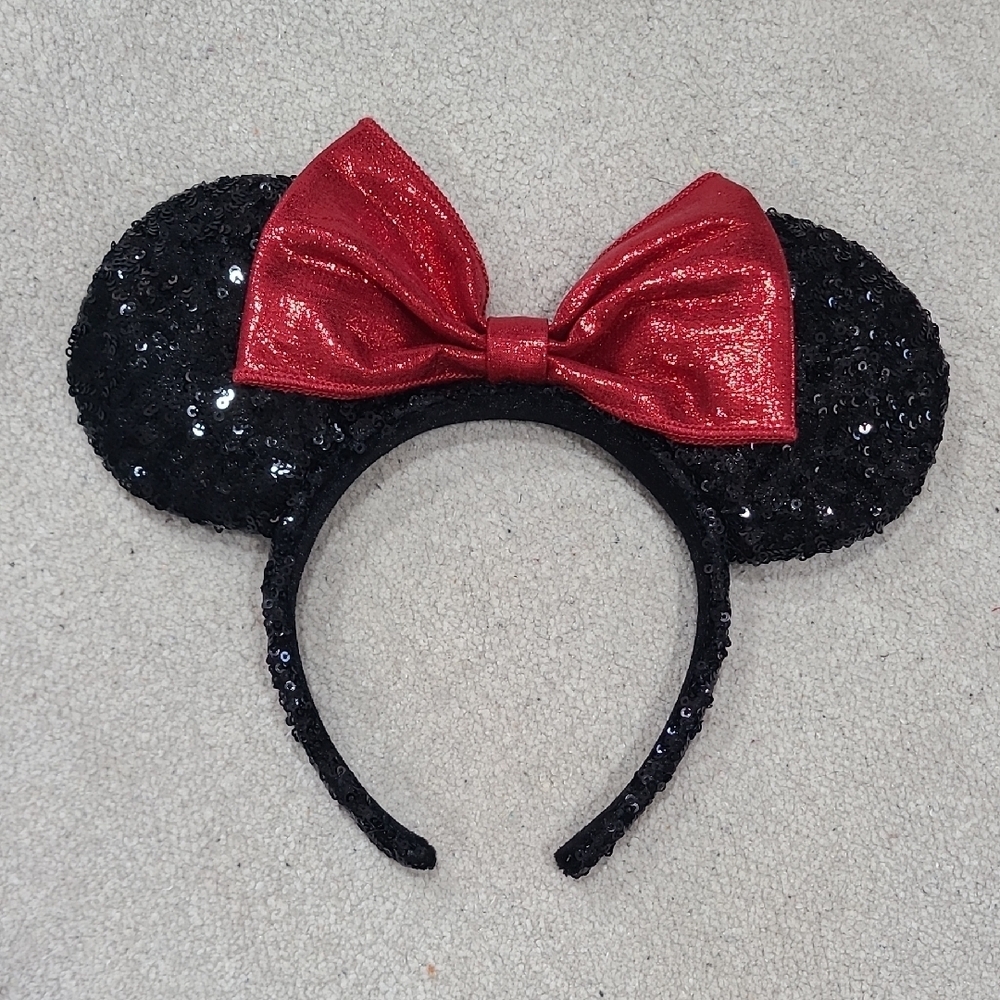 Sequin Black and Red Bow Kids Headband